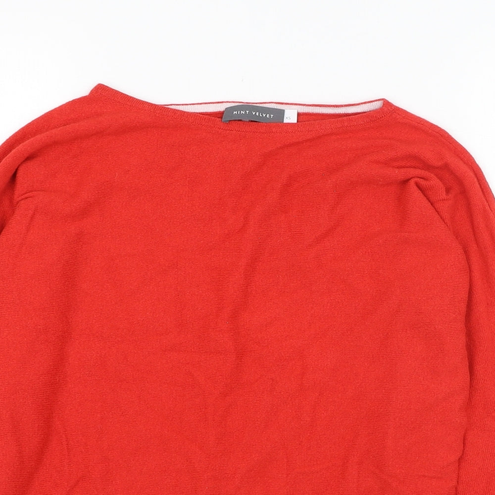 Mint Velvet Womens Red Round Neck  Cotton Pullover Jumper Size XS
