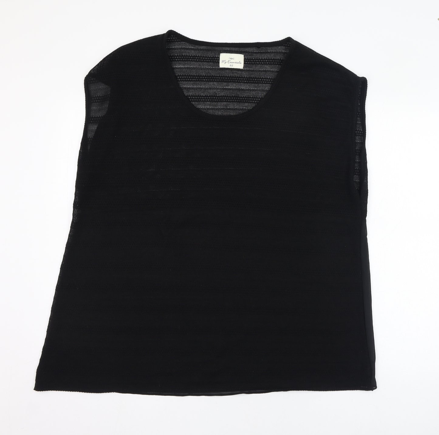 NEXT Womens Black  Polyester Basic T-Shirt Size 22 Round Neck