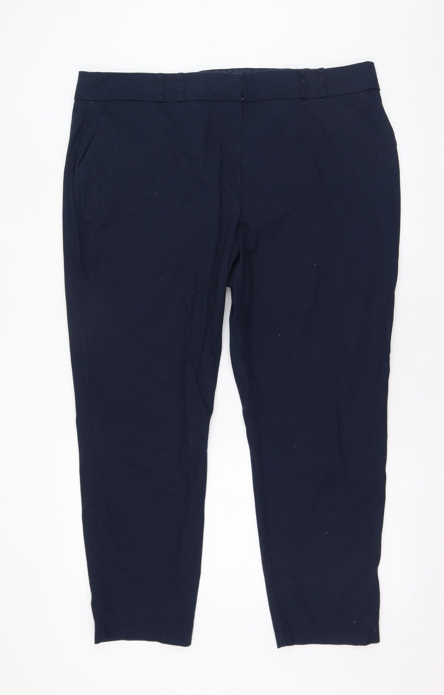 NEXT Womens Blue  Cotton Carrot Trousers Size 20 L25 in Regular Zip