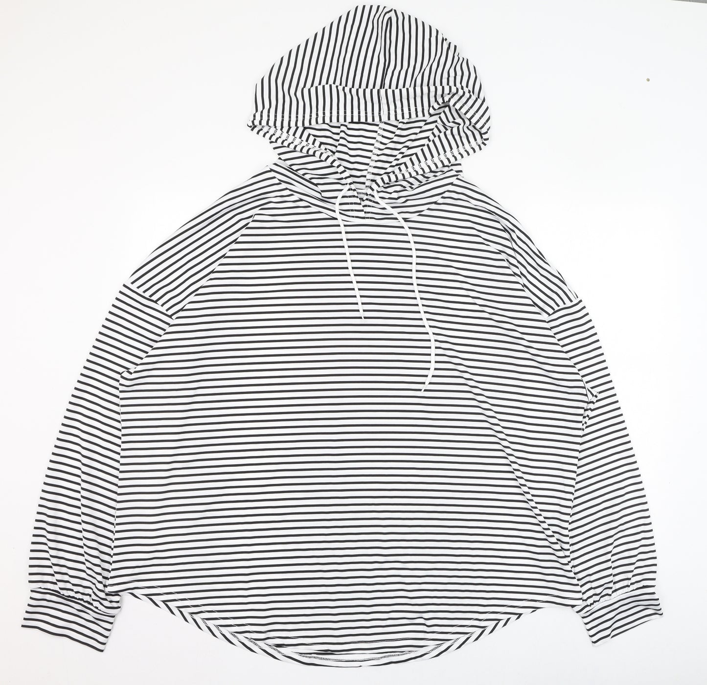 SheIn Womens White Striped Polyester Pullover Hoodie Size 3XL  Pullover