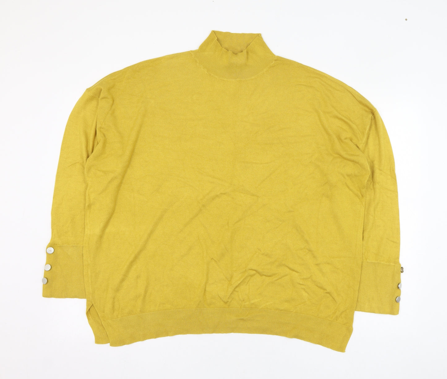 F&F Womens Yellow Mock Neck  Viscose Pullover Jumper Size 22