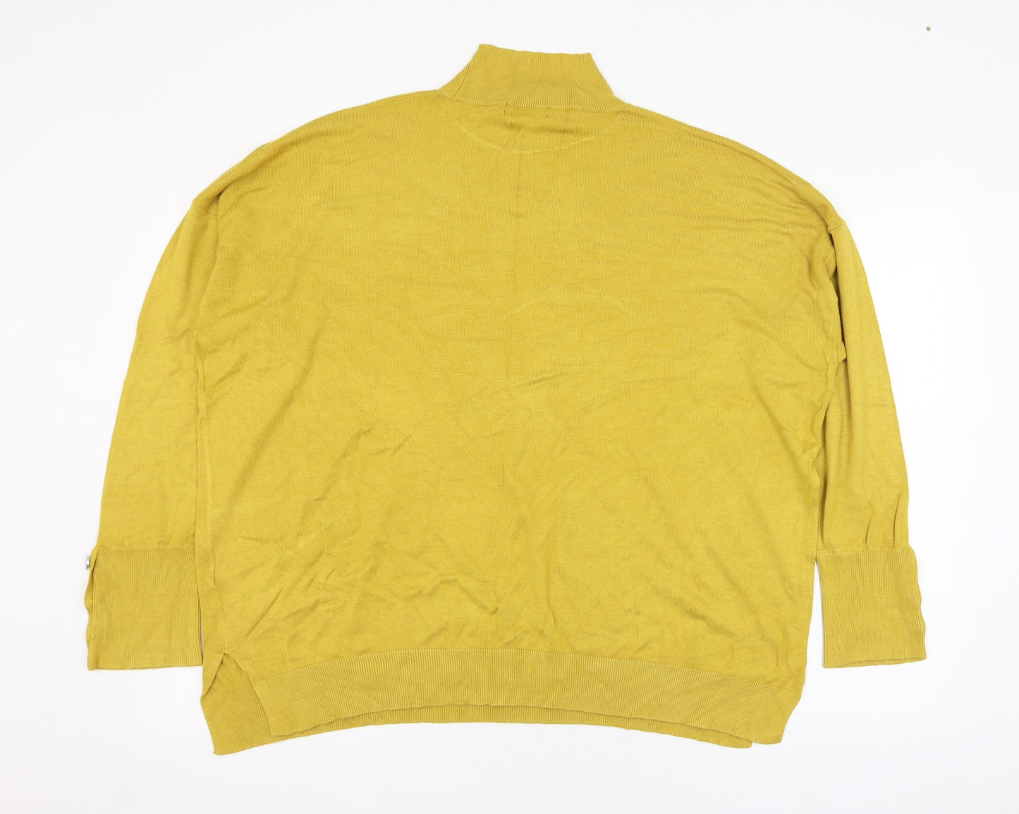 F&F Womens Yellow Mock Neck  Viscose Pullover Jumper Size 22