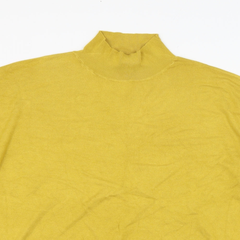 F&F Womens Yellow Mock Neck  Viscose Pullover Jumper Size 22