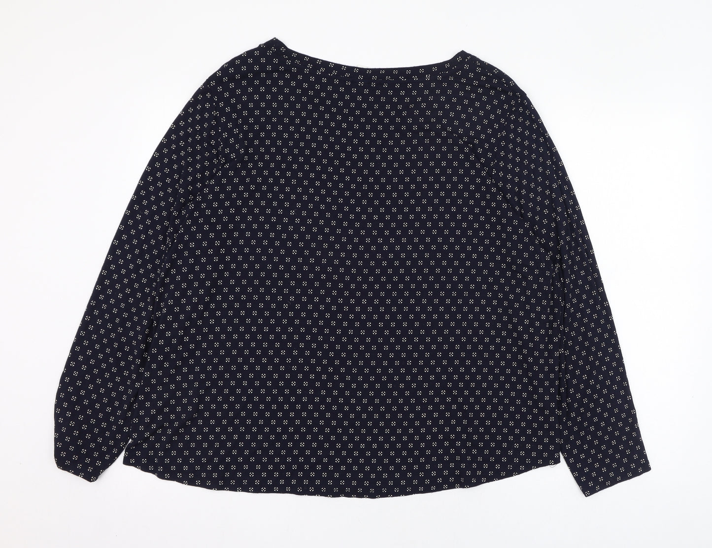 H&M Womens Blue Geometric Viscose Basic T-Shirt Size XL Round Neck