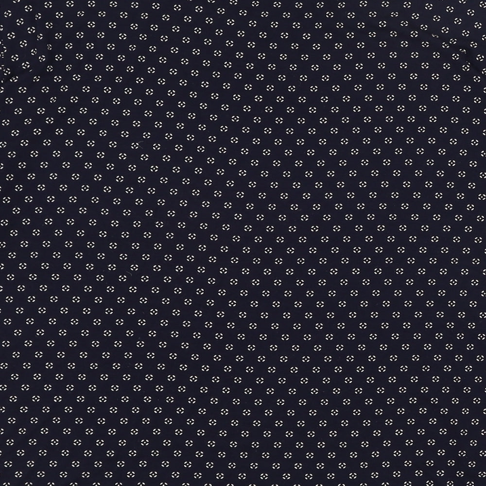 H&M Womens Blue Geometric Viscose Basic T-Shirt Size XL Round Neck