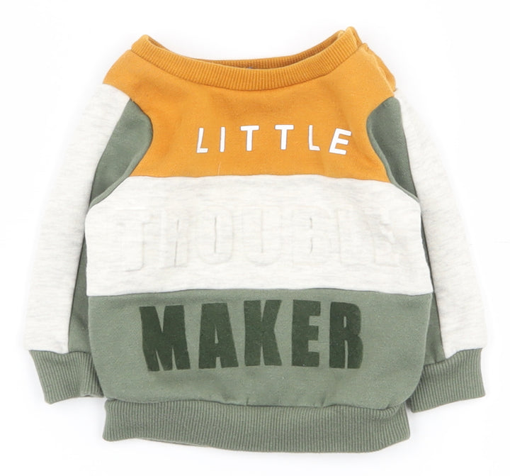 Primark Boys Multicoloured Striped Polyester Pullover Jumper Size 0-3 Months Snap
