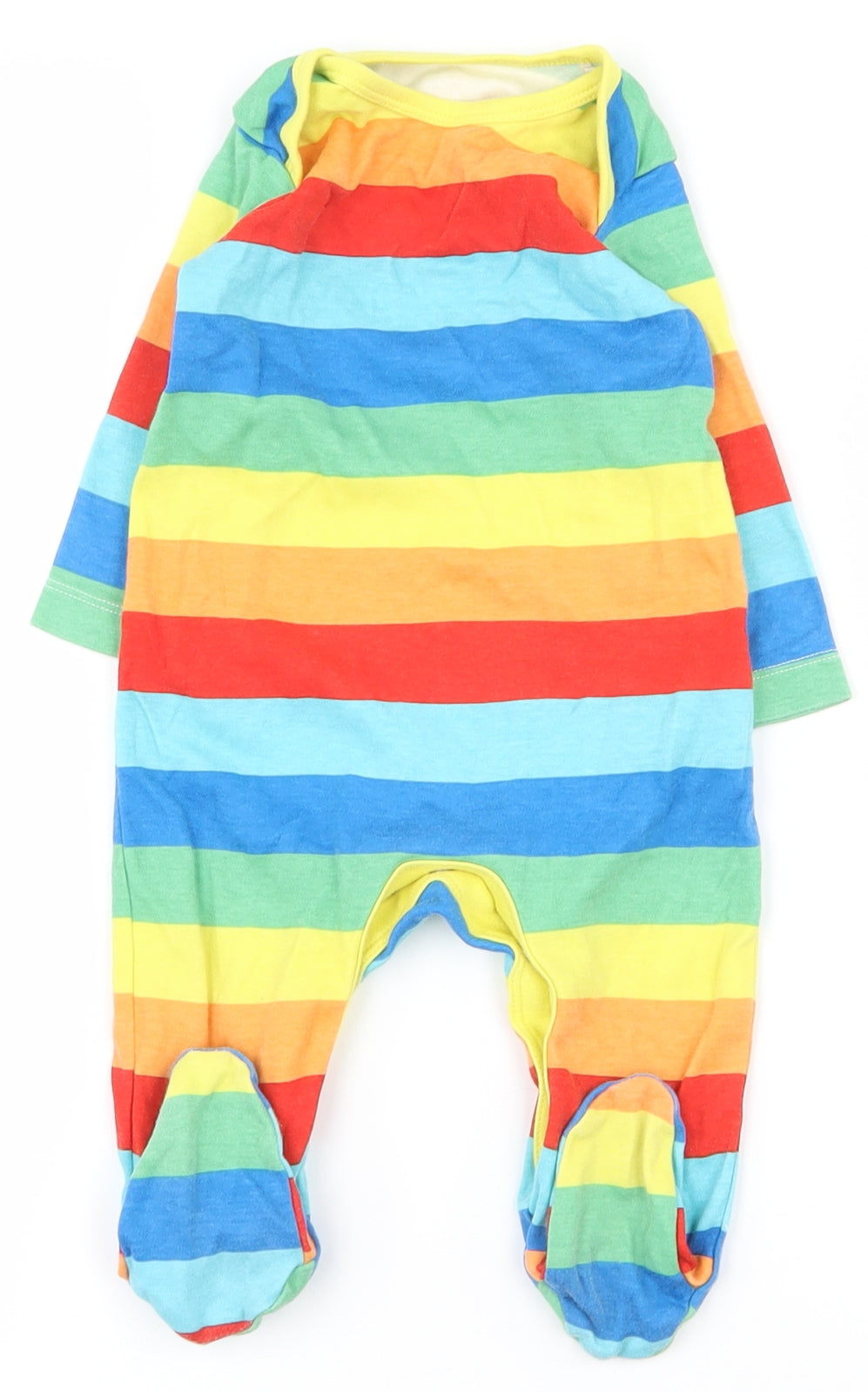 Mini Club Baby Multicoloured Striped 100% Cotton Babygrow One-Piece Size 3-6 Months  Snap