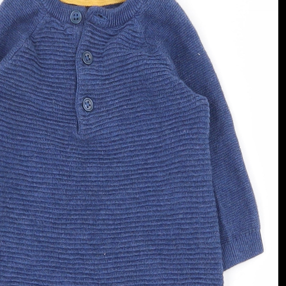 TU Baby Blue Striped 100% Cotton Babygrow One-Piece Size 0-3 Months  Snap