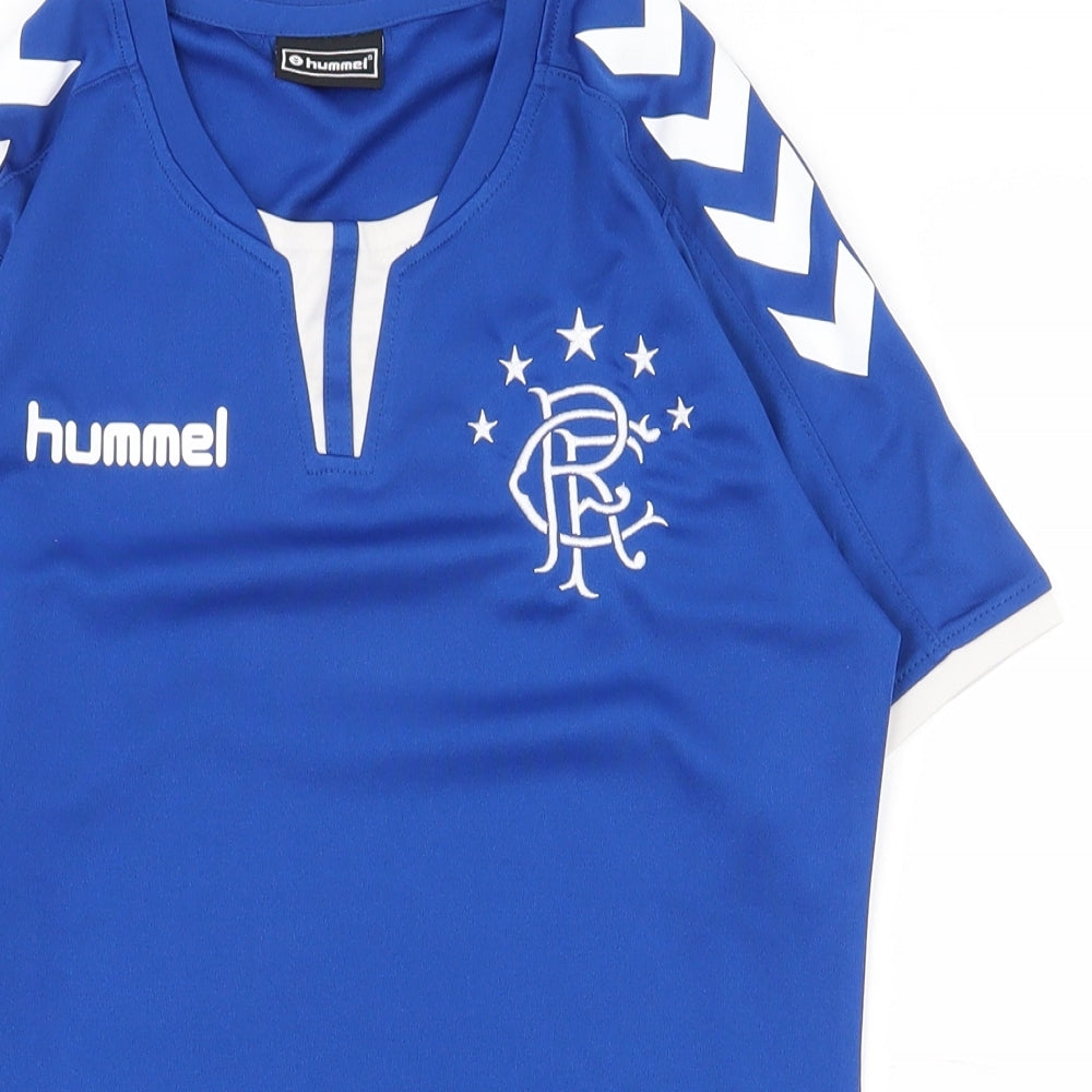 Hummel Boys Blue  100% Polyester Pullover T-Shirt Size 10-11 Years Crew Neck Pullover