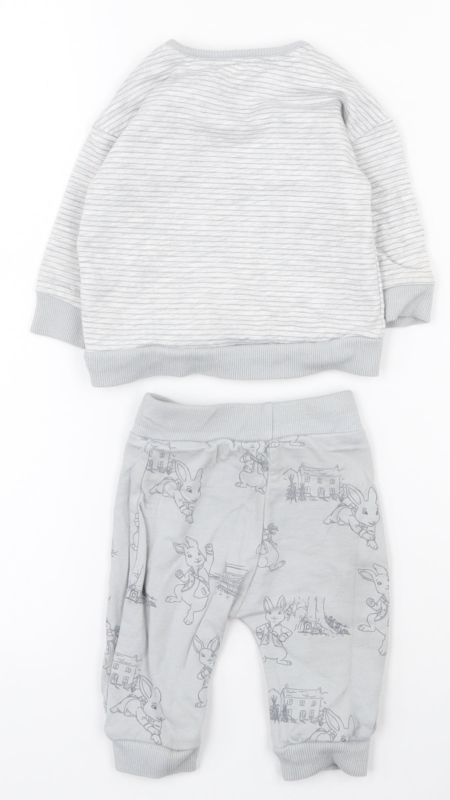 George Baby Grey Striped Cotton Trousers Outfit/Set Size 0-3 Months  Pullover - Peter Rabbit outfit