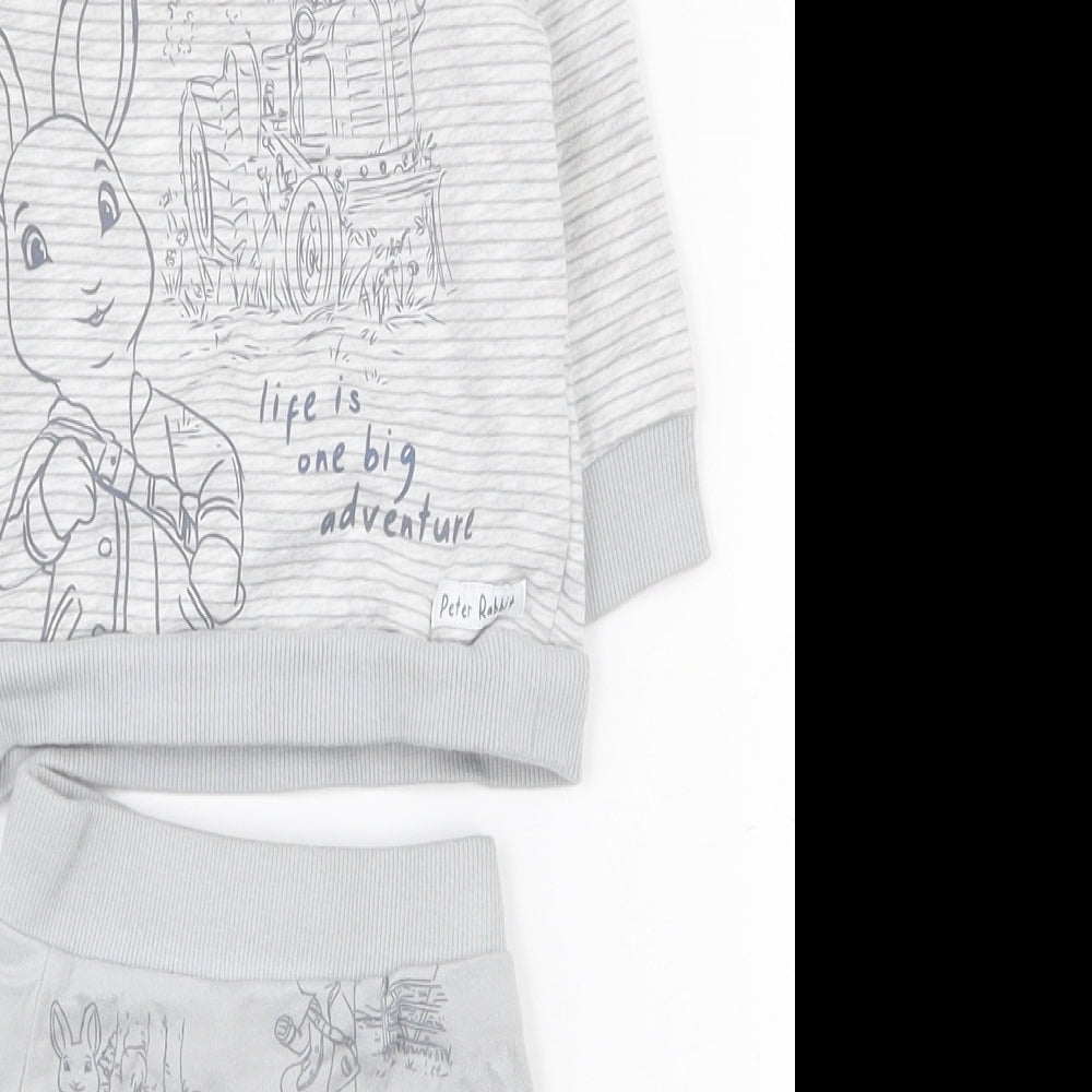 George Baby Grey Striped Cotton Trousers Outfit/Set Size 0-3 Months  Pullover - Peter Rabbit outfit