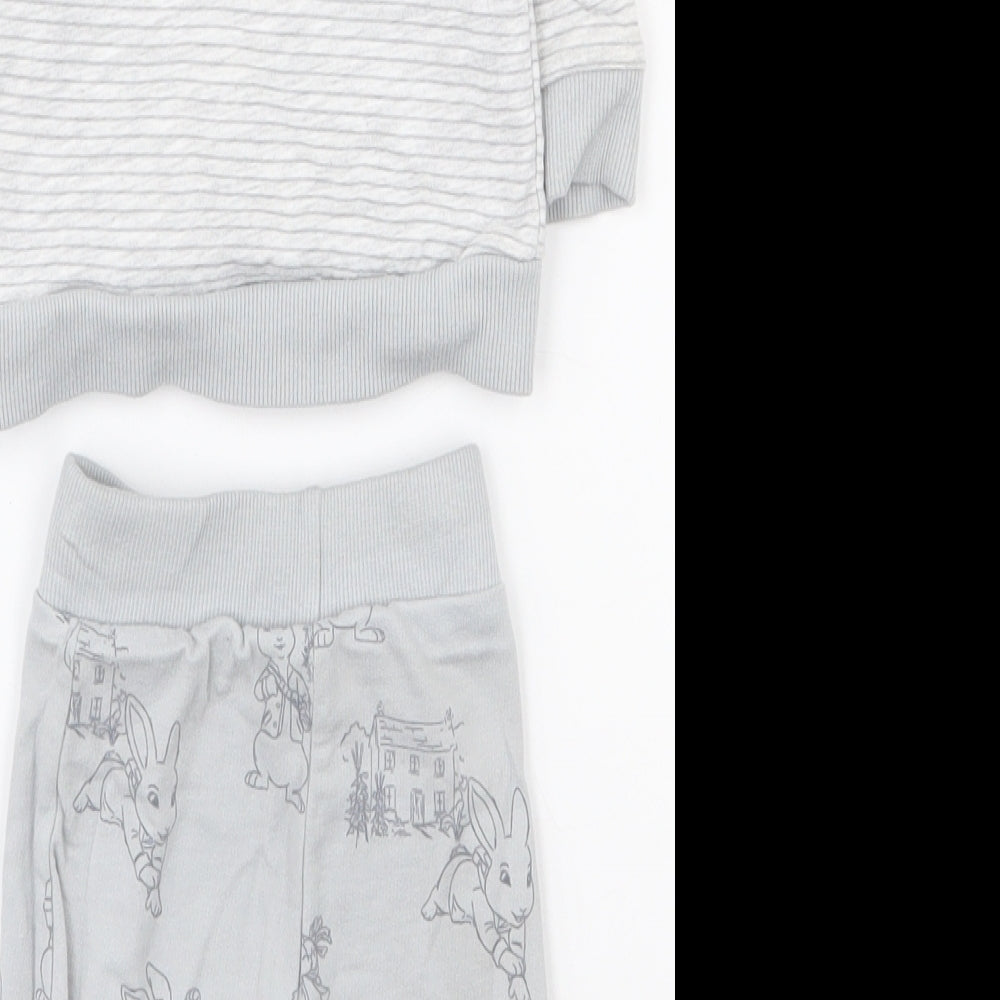 George Baby Grey Striped Cotton Trousers Outfit/Set Size 0-3 Months  Pullover - Peter Rabbit outfit