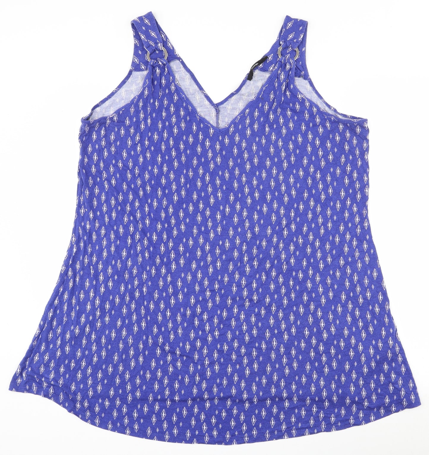George Womens Blue Geometric Viscose Basic Tank Size 20 V-Neck