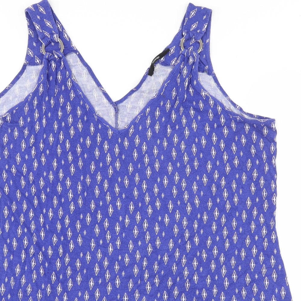 George Womens Blue Geometric Viscose Basic Tank Size 20 V-Neck