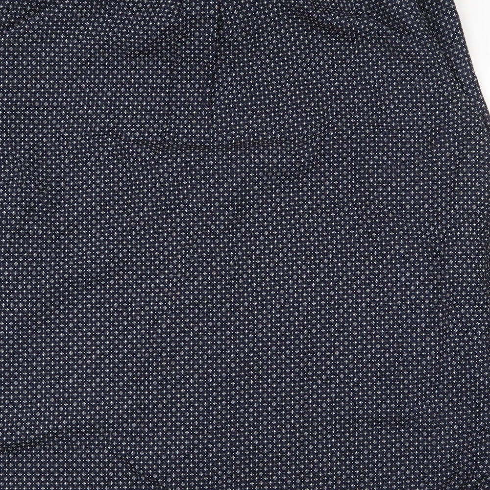 Giust umo Mens Blue Geometric Polyester  Dress Shirt Size 44 Collared Button
