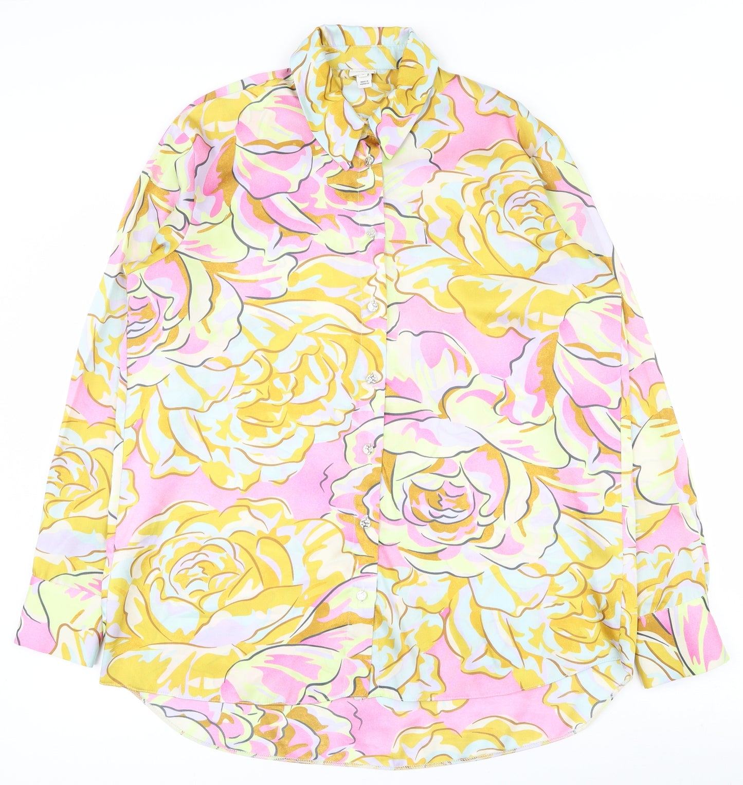 River Island Womens Multicoloured Floral Polyester Basic Button-Up Size 8 Collared