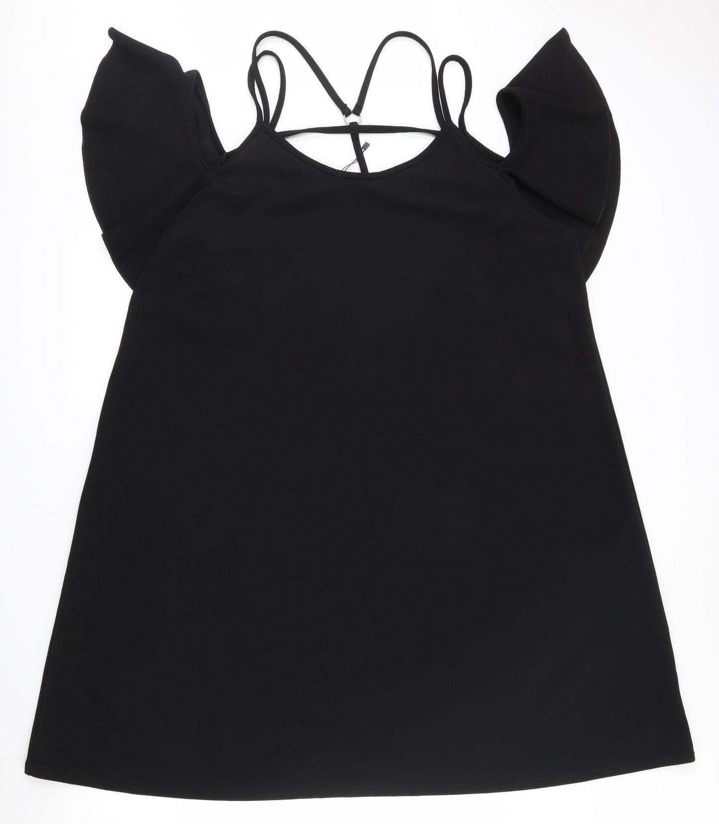 Yours Womens Black  Polyester Fit & Flare  Size 24  Round Neck Pullover - Straps & Off shoulder sleeves