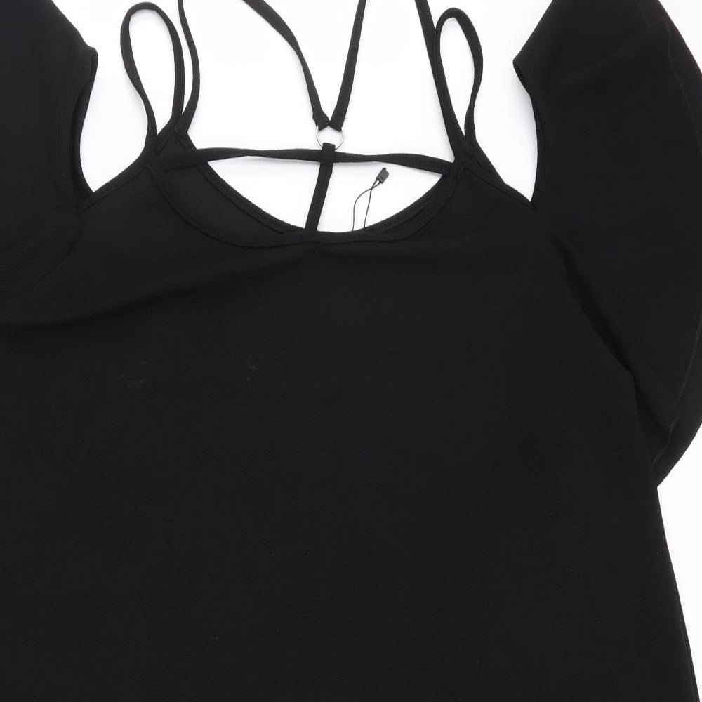 Yours Womens Black  Polyester Fit & Flare  Size 24  Round Neck Pullover - Straps & Off shoulder sleeves