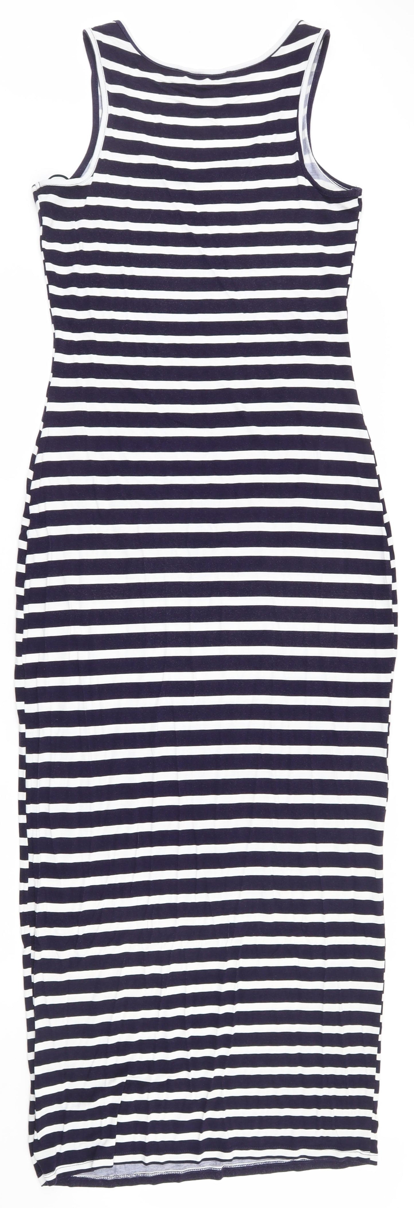 Atmosphere Womens Blue Striped Viscose Bodycon  Size 10  Scoop Neck Pullover