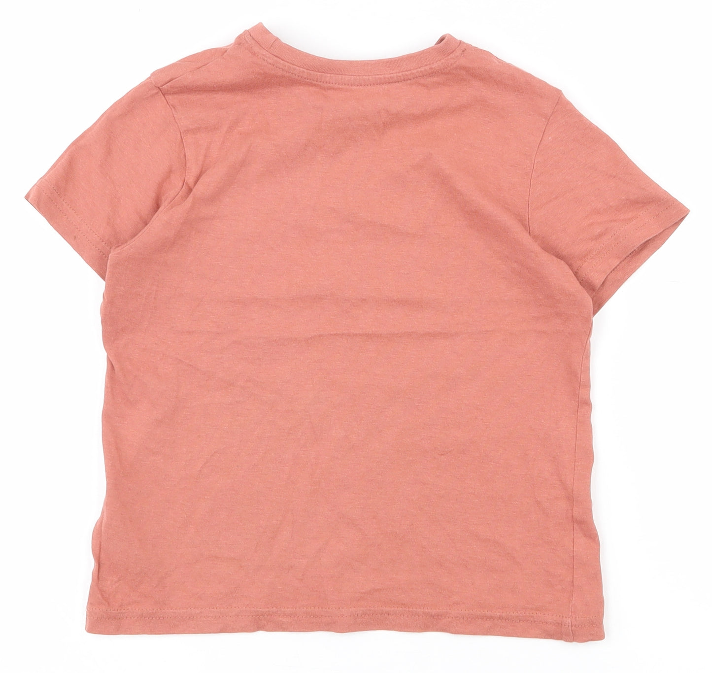 Primark Boys Red  100% Cotton Basic T-Shirt Size 5-6 Years Crew Neck Pullover - Elephant Tiger