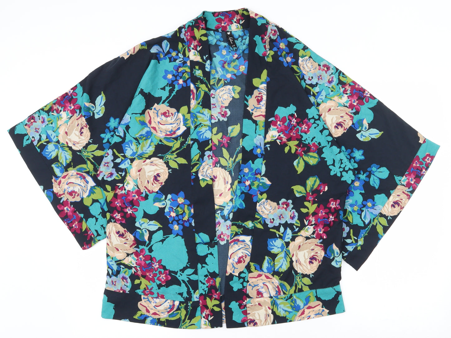 Influence Womens Multicoloured Floral Polyester Kimono Blouse Size 12 V-Neck