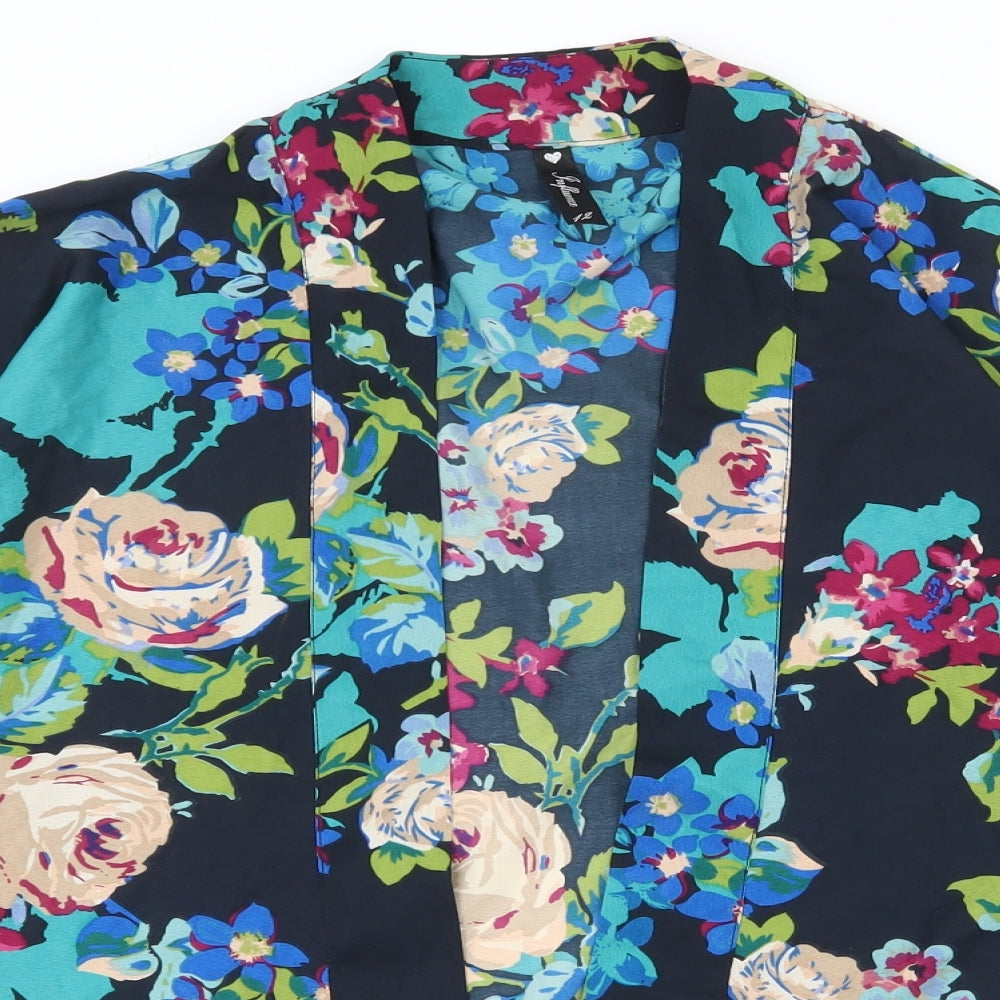 Influence Womens Multicoloured Floral Polyester Kimono Blouse Size 12 V-Neck