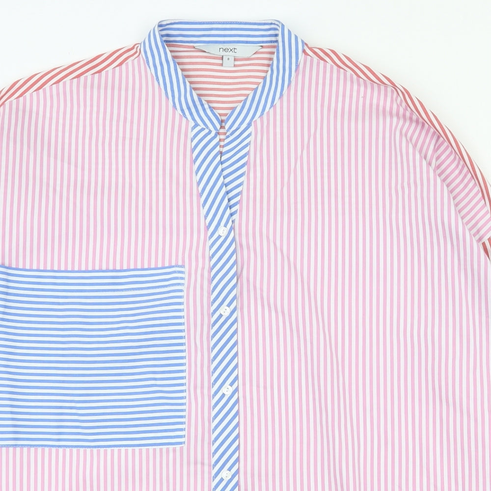NEXT Womens Multicoloured Striped Cotton Basic Button-Up Size 8 Collared
