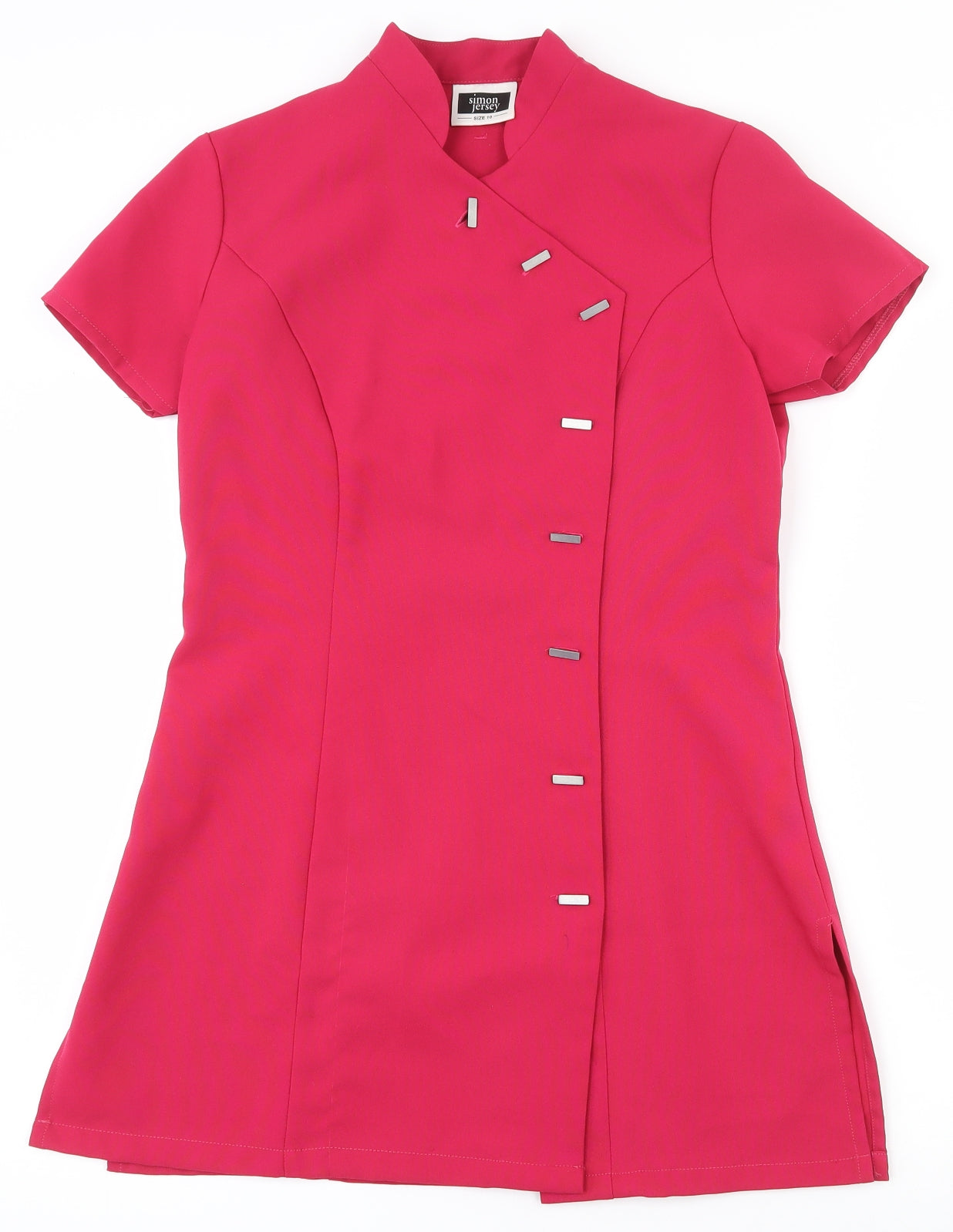 Simon jersey Womens Pink  Polyester Tunic Blouse Size 10 Collared - Salon Uniform