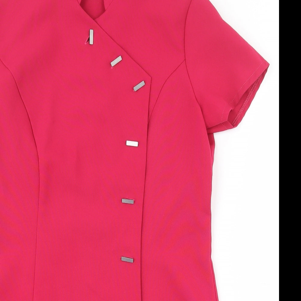 Simon jersey Womens Pink  Polyester Tunic Blouse Size 10 Collared - Salon Uniform