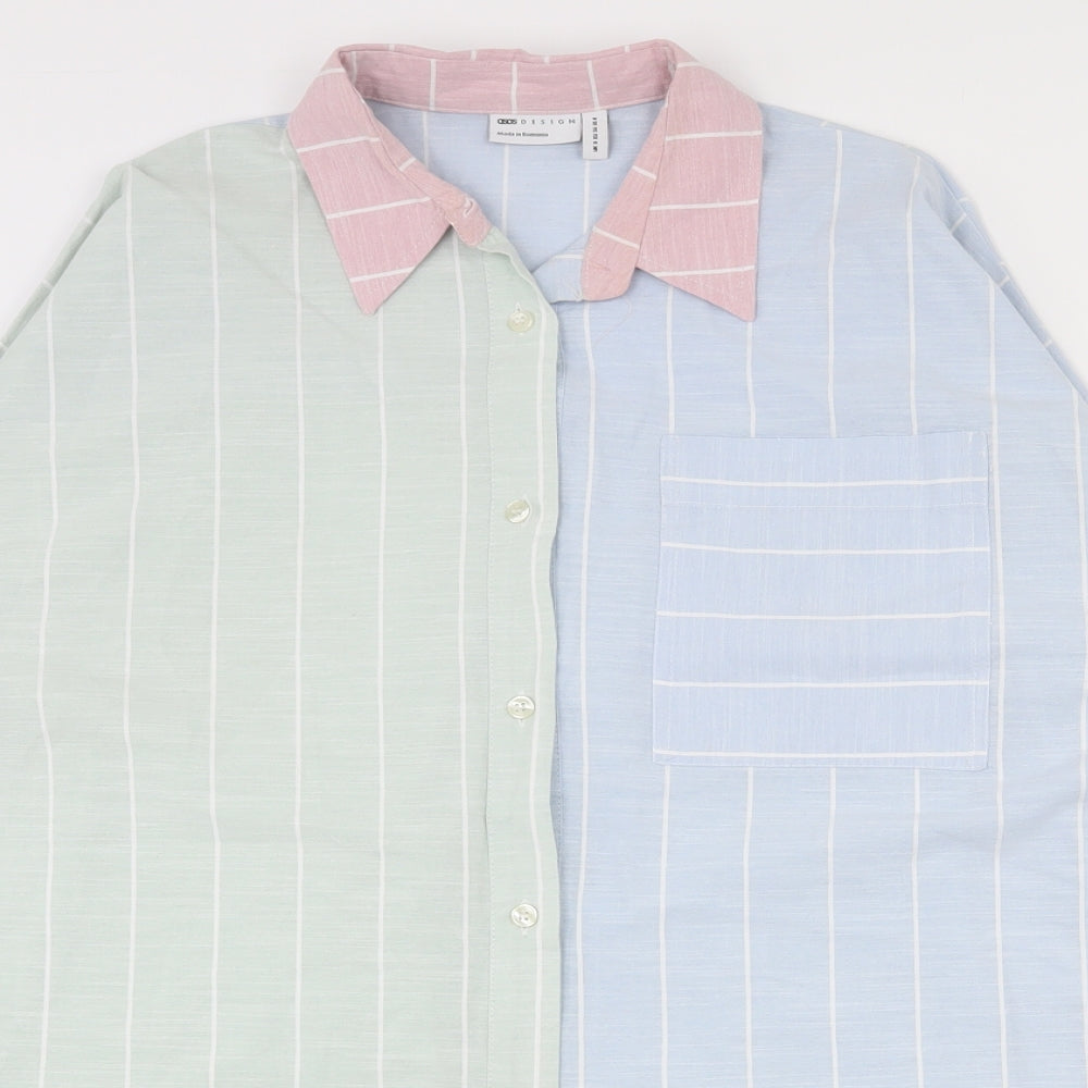 ASOS Womens Multicoloured Striped Cotton Basic Button-Up Size 8 Collared