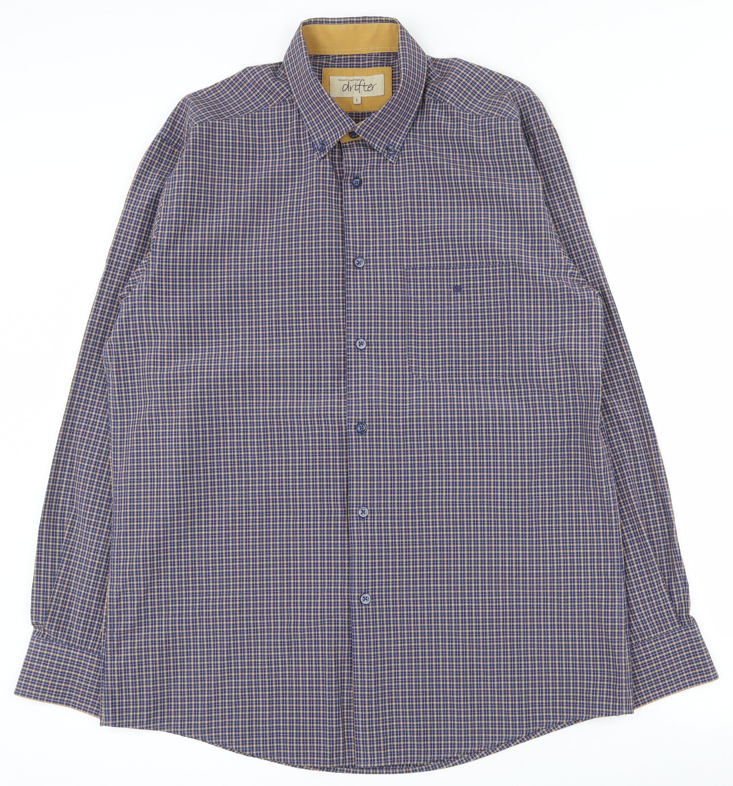 Daniel Grahame Mens Multicoloured Plaid Cotton  Button-Up Size L Collared Button