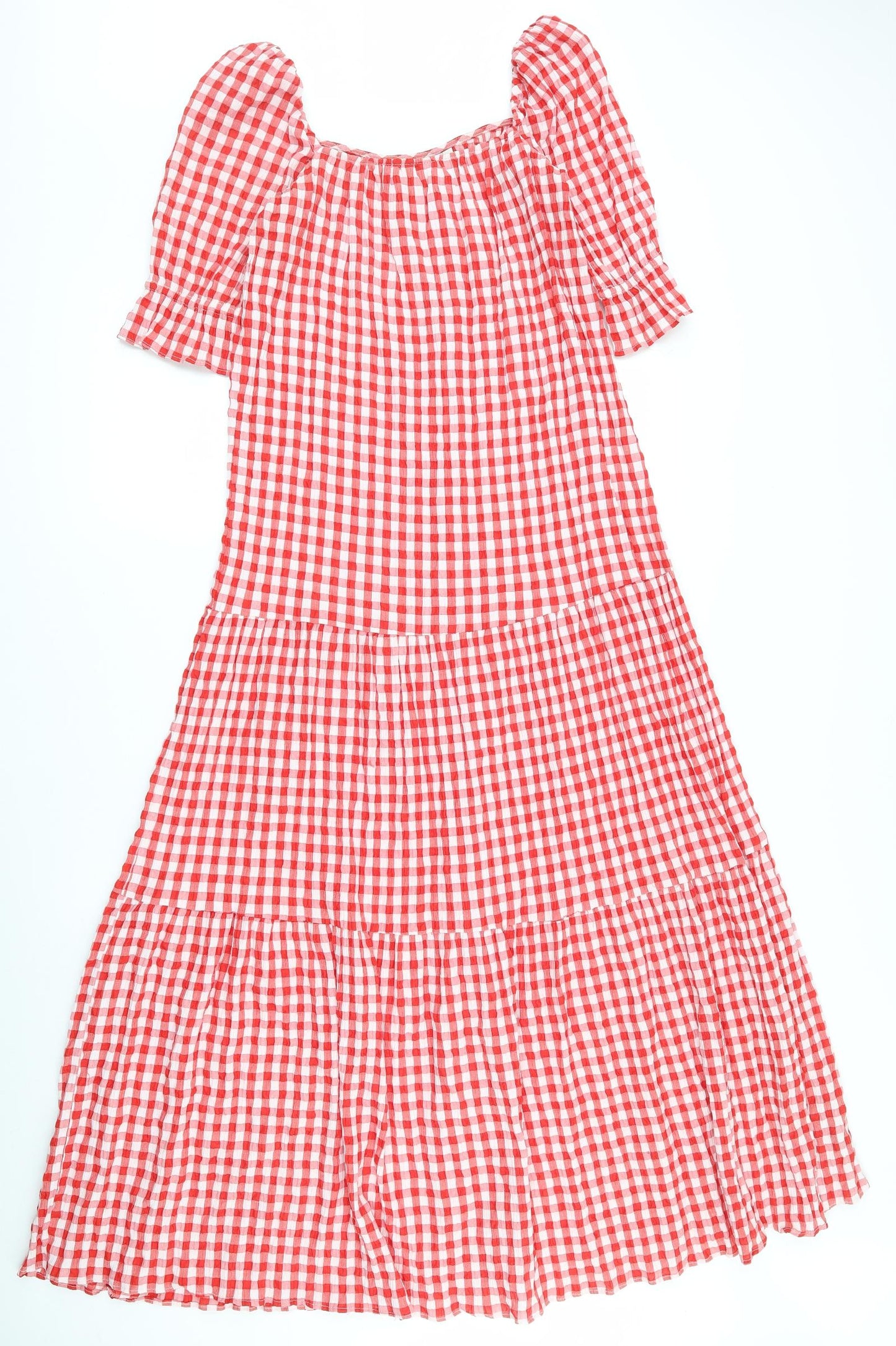 ASOS Womens Red Gingham Polyester Trapeze & Swing  Size 8  Square Neck Pullover