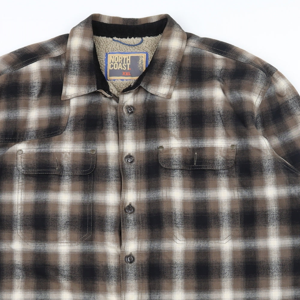 Marks and Spencer Mens Brown Plaid  Jacket  Size 2XL  Buckle