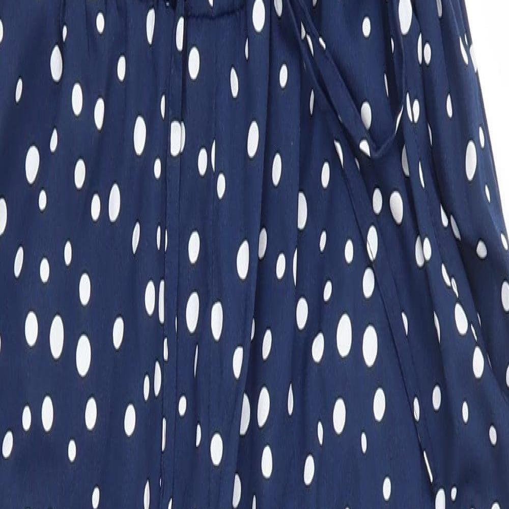 Mela London Womens Blue Polka Dot 100% Polyester Jumpsuit One-Piece Size 10 L27 in Pullover