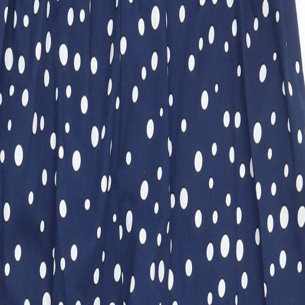 Mela London Womens Blue Polka Dot 100% Polyester Jumpsuit One-Piece Size 10 L27 in Pullover
