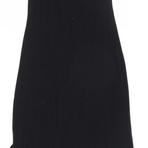 PRETTYLITTLETHING Womens Black  Viscose Bodycon  Size 4  Scoop Neck Pullover