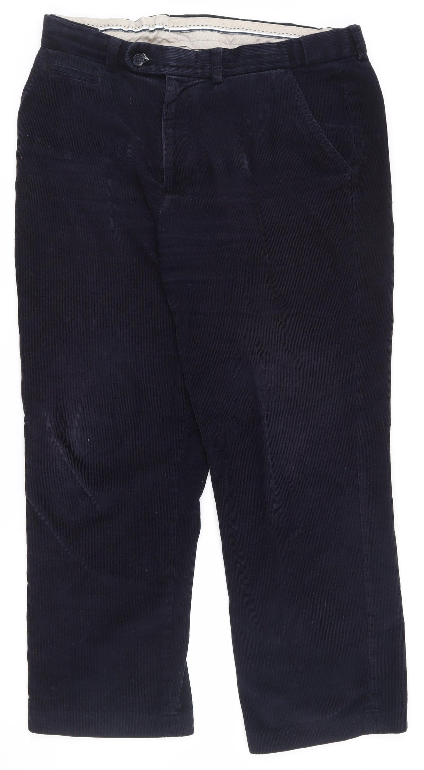 Dunnes Stores Mens Blue  Cotton Trousers  Size 36 in L29 in Regular Zip