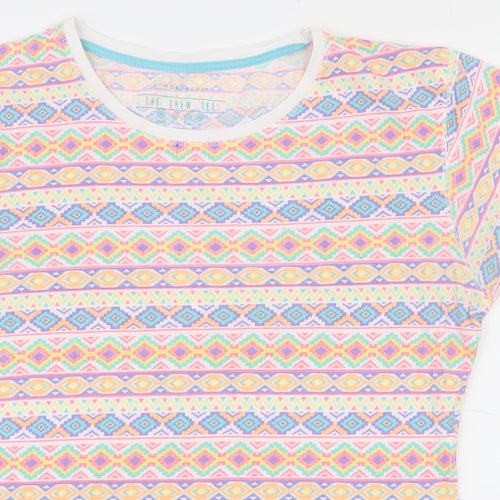 Atmosphere Womens Multicoloured Geometric 100% Cotton Basic T-Shirt Size 10 Round Neck