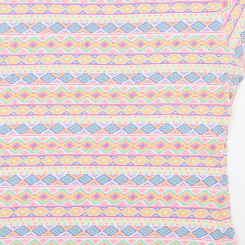 Atmosphere Womens Multicoloured Geometric 100% Cotton Basic T-Shirt Size 10 Round Neck