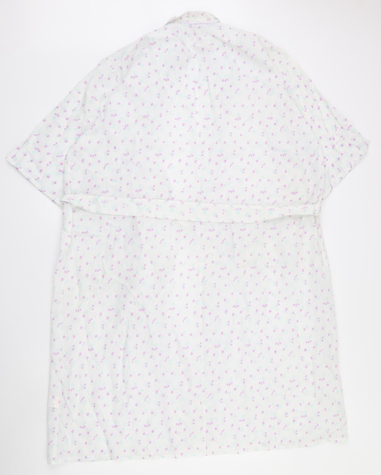 La Marquise Womens White Floral Polyester Top Robe Size L  Tie