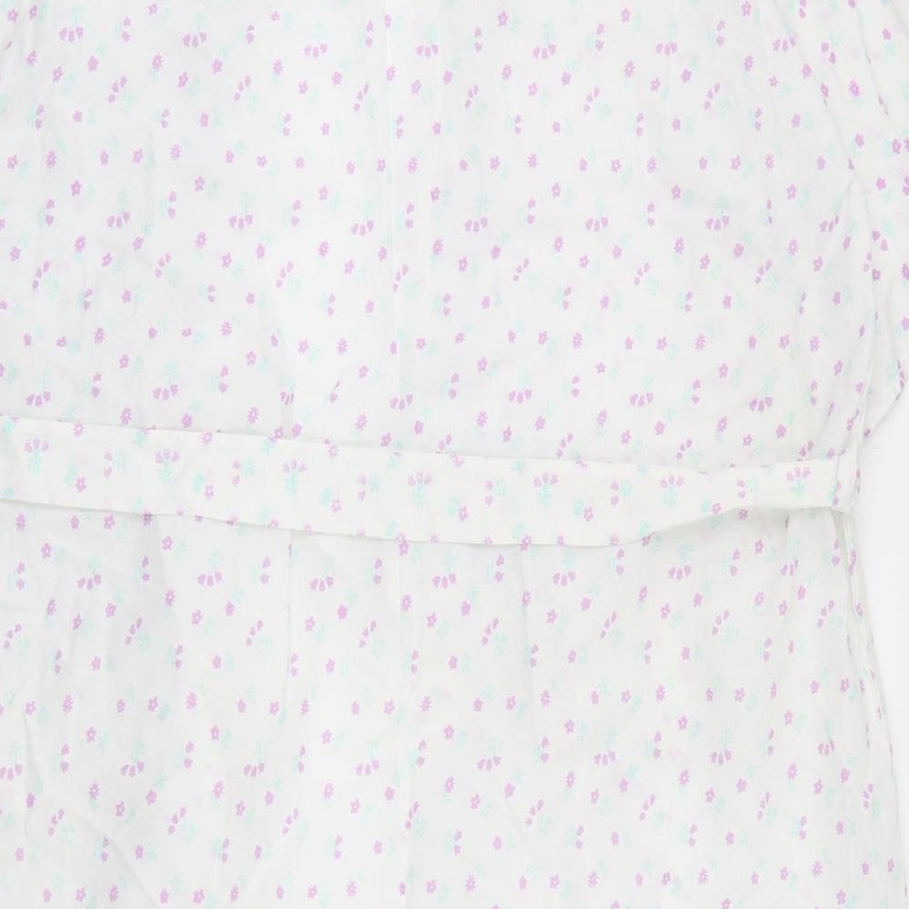 La Marquise Womens White Floral Polyester Top Robe Size L  Tie