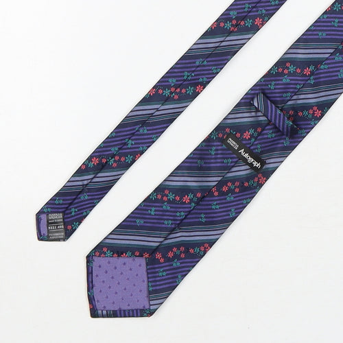 Autograph  Mens Multicoloured Striped Silk Pointed Tie One Size