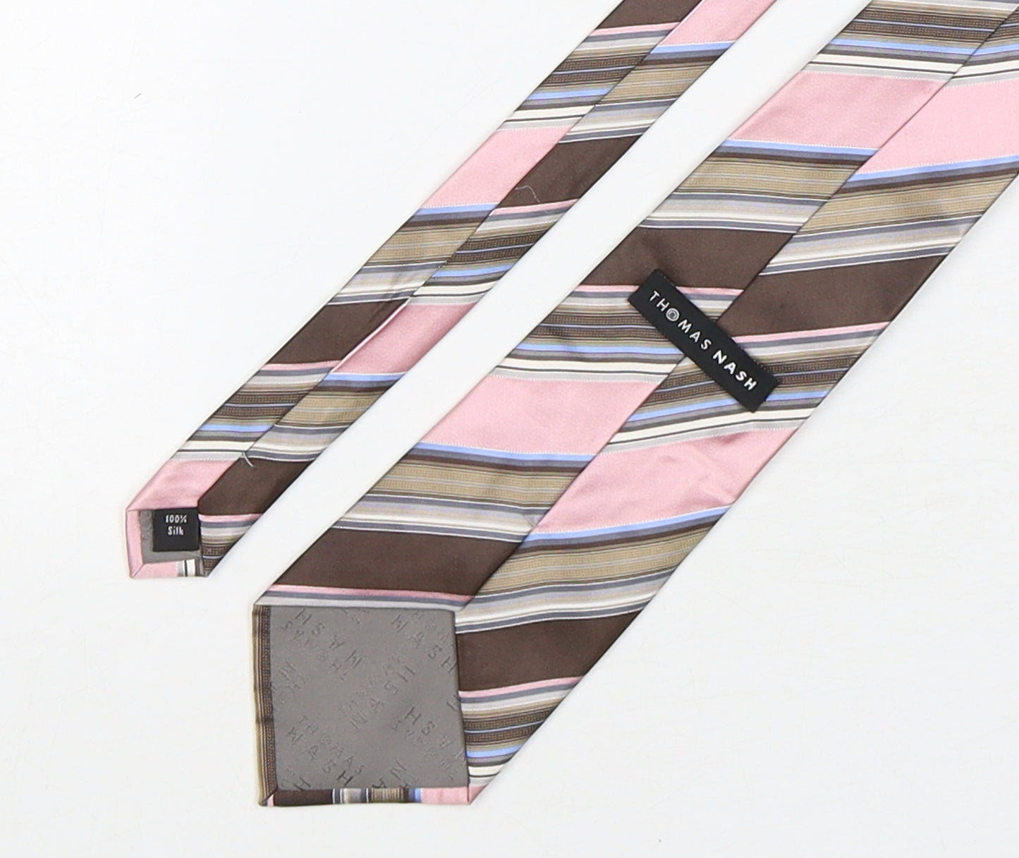 Thomas Nash  Mens Multicoloured Striped Silk Pointed Tie One Size