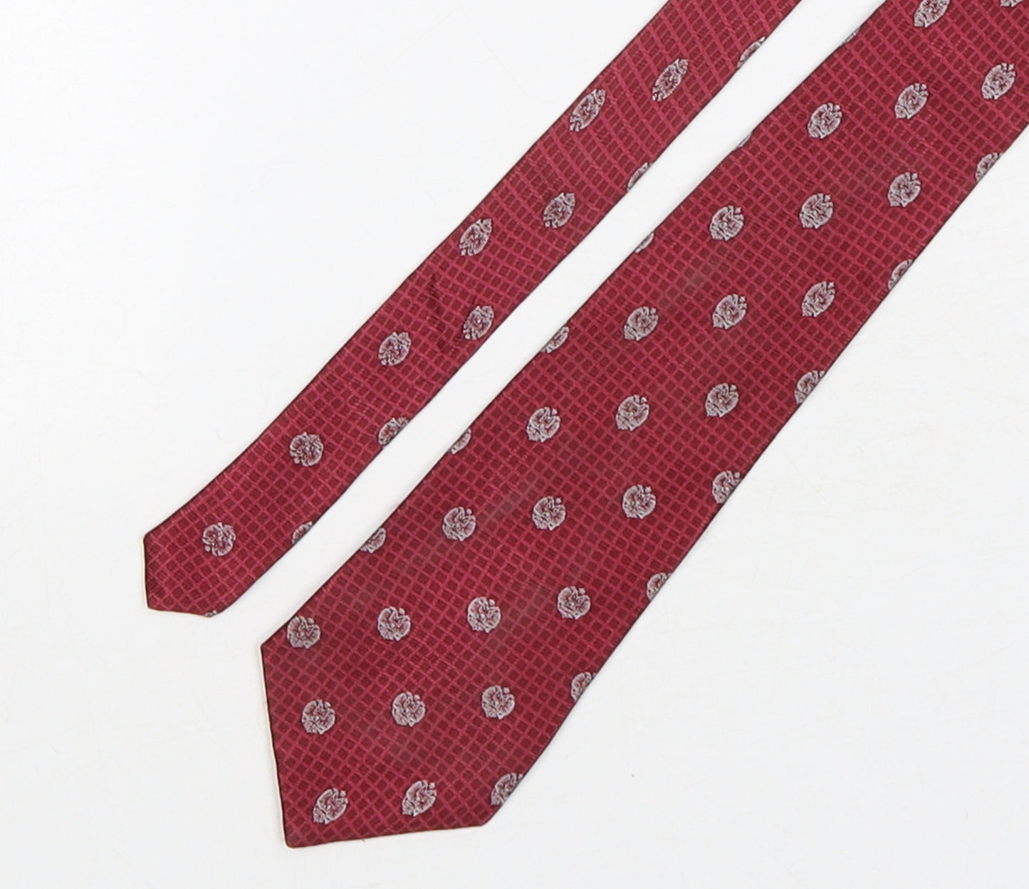 Parfums Faberge Mens Red Geometric Silk Pointed Tie One Size