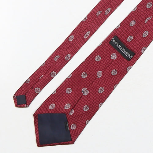 Parfums Faberge Mens Red Geometric Silk Pointed Tie One Size