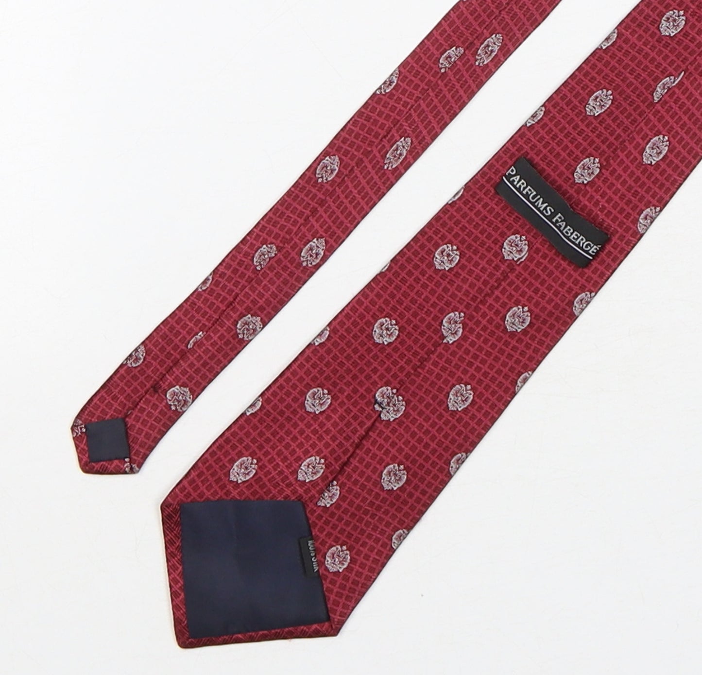 Parfums Faberge Mens Red Geometric Silk Pointed Tie One Size