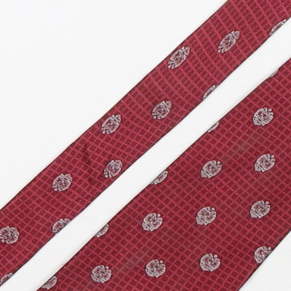 Parfums Faberge Mens Red Geometric Silk Pointed Tie One Size