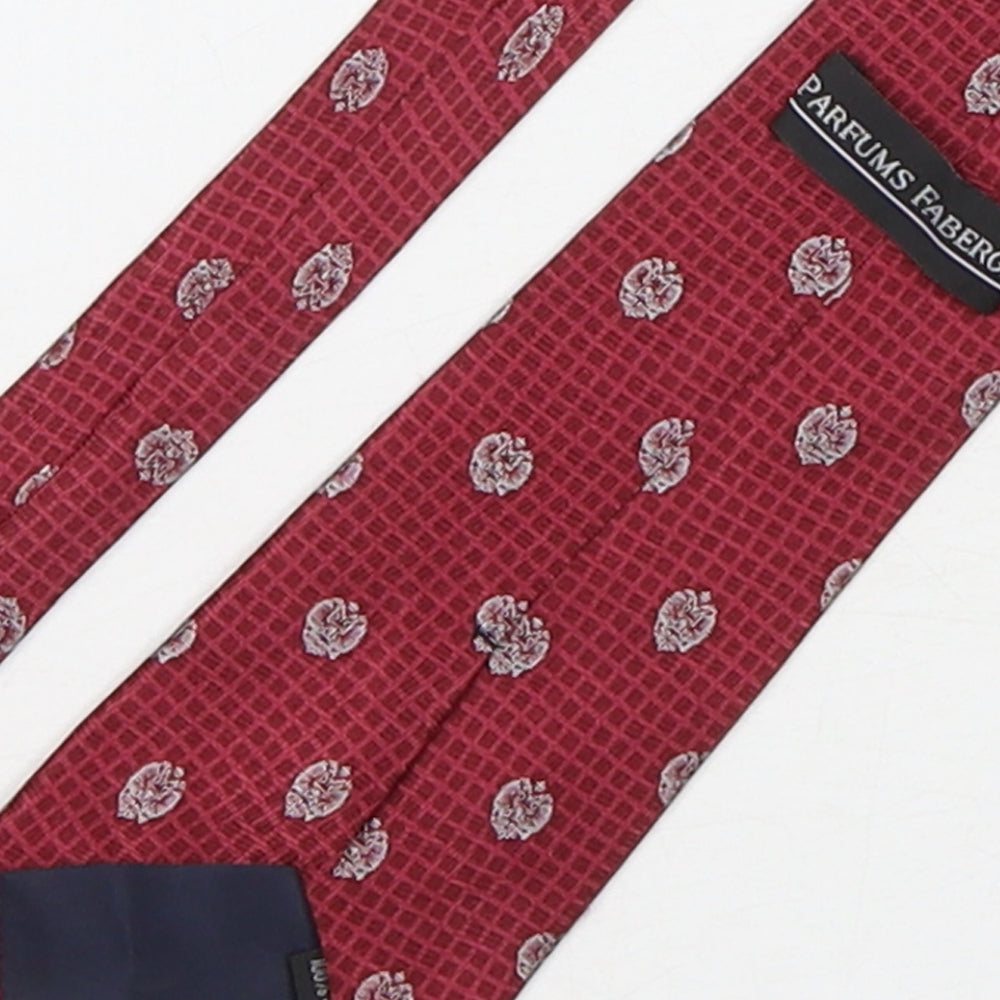 Parfums Faberge Mens Red Geometric Silk Pointed Tie One Size