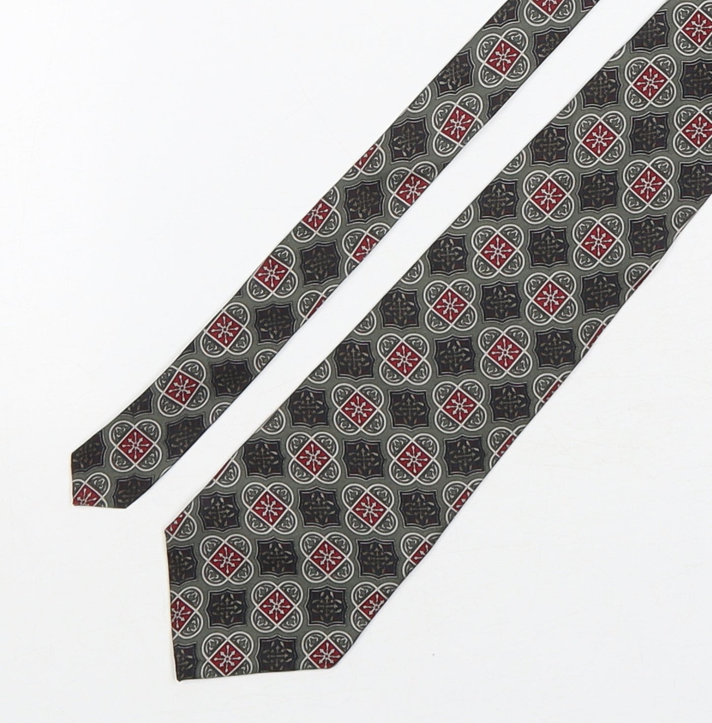 Je Suis  Mens Multicoloured Geometric Silk Pointed Tie One Size
