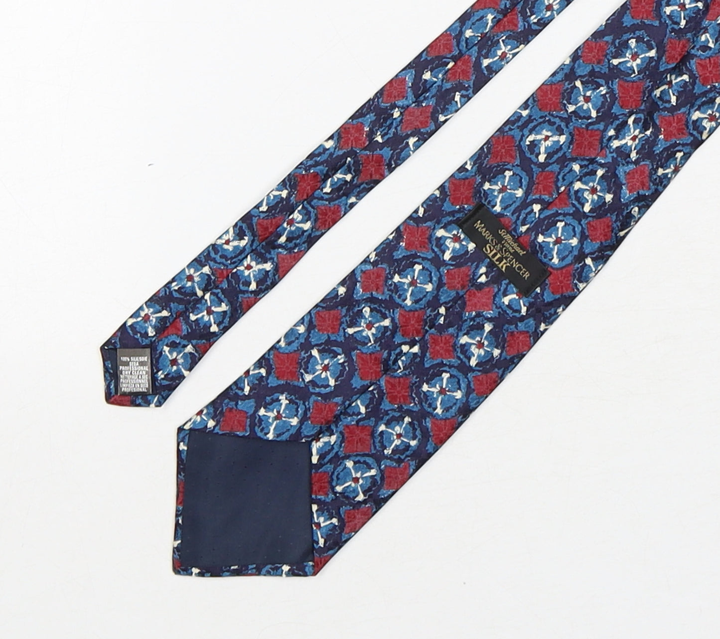 Marks and Spencer Mens Multicoloured Geometric Silk Pointed Tie One Size